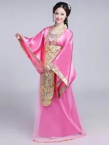 Chinese Costume Traditional Female Red Satin Women Hanfu Dress Ancient Tang Dynasty Clothing 3 Pieces