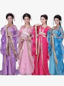 Traditional Chinese Costume Female Tulle Hanfu Dress Ancient Tang Dynasty Clothing 3 Pieces #471570
