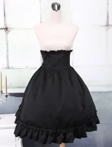 Gothic Black Cotton Ruffles Lolita Skirt #451834