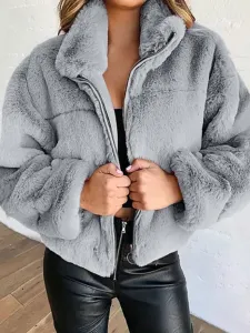 Faux Fur Coats For Women Stand Collar Winter Outerwear #567262