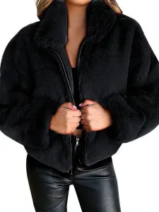Faux Fur Coats For Women Stand Collar Winter Outerwear #567264