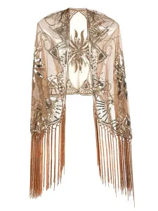 Flapper Dress Shawl Fringe Beaded Sequin 1920s Great Gatsby Accessory Retro Costume Accessories #486923