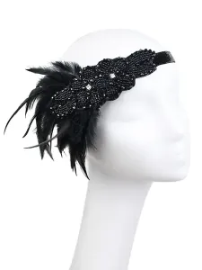 Flapper Headband 1920s Fashion Costume The Great Gatsby Feather Champagne Headpieces Women Vintage Costume Accessories Halloween #471955