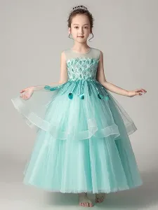 Flower Girl Dresses Jewel Neck Sleeveless Bows Kids Party Dresses #495837