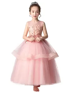 Flower Girl Dresses Jewel Neck Sleeveless Bows Kids Party Dresses #495843