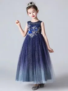 Flower Girl Dresses Jewel Neck Sleeveless Embroidered Kids Party Dresses #495859