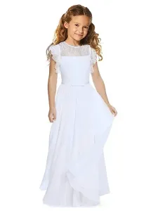 Flower Girl Dresses Jewel Neck Sleeveless Pleated Formal Kids Pageant Dresses #496819