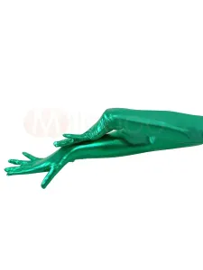 Halloween Shiny Metallic Green Shoulder Length Gloves Halloween