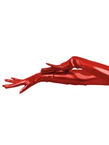 Halloween Shiny Metallic Red Long Shoulder Length Gloves Halloween