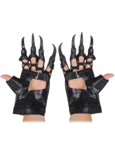 Halloween Costumes Black Gloves PU Leather Accessory Holidays Costumes