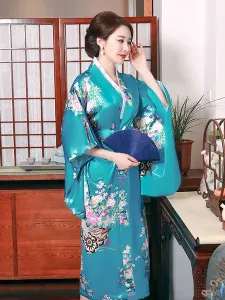 Adult's Japanes Costumes Light Pink Kimono Polyester Satin Dress Oriental Set Holidays Costumes #493834