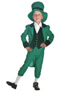 Kids Irish Cosplay Costume Green Outfit 4 Piece Child Wears Carnival
