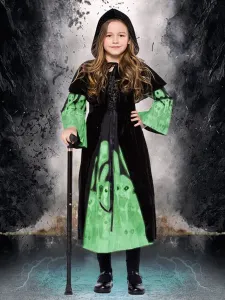 Kids Witch Costume Carnival Dresses And Cloak Set Child Wears