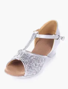 Glitter Ballroom Dance Shoes 2023 Open Toe Soft Sole Latin Dancing Shoes For Kids #455377