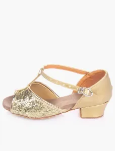 Glitter Ballroom Dance Shoes 2023 Open Toe Soft Sole Latin Dancing Shoes For Kids #455378