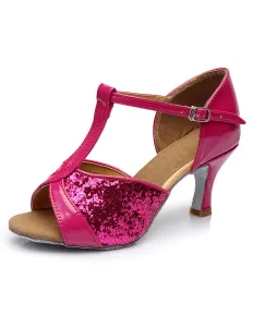 Latin Dance Shoes Glitter Open Toe T Type Dancing Shoes Gold Ballroom Shoes #463904