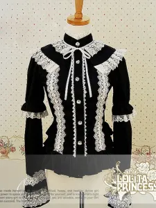 Gothic Buttons Lace Pure Cotton Lolita Dress #452929