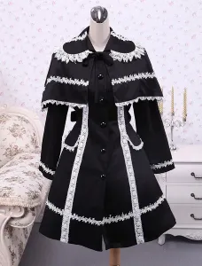 Black Cotton Lolita Jacket #456688