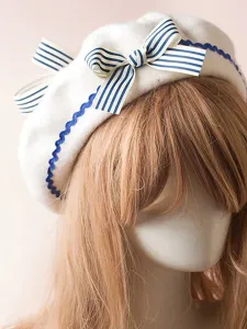 Sweet Lolita Hat Bow Pom Pom Wool Lolita Beret #474913