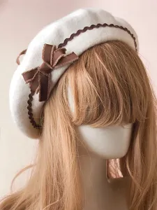 Sweet Lolita Hat Bow Pom Pom Wool Lolita Beret #474914