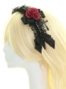 Black Flower Bows Lace Synthetic Lolita Hair Accessories