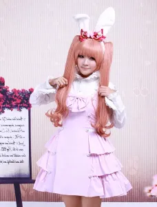 Classic Pink Chiffon Ruffles Button Lolita Dress #451804