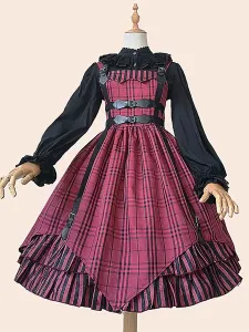 Gothic Lolita JSK Dress Infanta Deep Blue Sleeveless Lace Daily Casual Lolita Jumper Skirts #527073