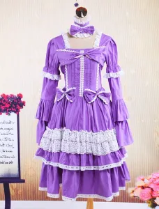 Black Cotton Gothic Lolita Dress #452489