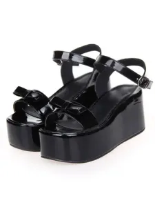 Sweet Lolita Sandals High Platform Ankle Strap Buckle Bow #453236