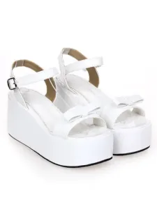 Sweet Lolita Sandals High Platform Ankle Strap Buckle Bow #453250