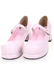 Sweet Chunky Heels Lolita Shoes Square Heels Platform Round Toe Strap #452301