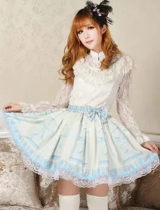 Elegant Blue Lace Bow Lolita Skirt #453057