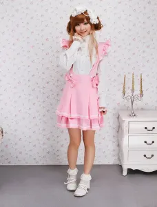 Pink Cotton Multi Layer Lolita Skirt #456356