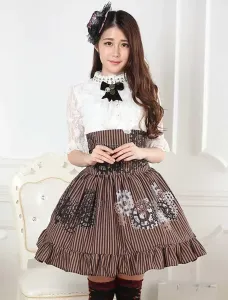Sweet Lolita Skirt Black And White Gear Steampunk SK Lolita Skirt #454445