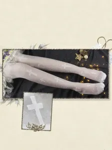 Gothic Lolita Stocking Maria Jacquard Rayon Knee High Socks #479658