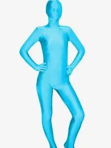Halloween Unisex Light Sky Blue Spandex Zentai Suit #456505