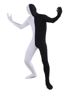 Morph Suit Black and White Two Tone Lycra Spandex Zentai Suit Unisex Full Body Suit #459275