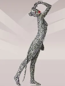 Morph Suit Leopard Cosplay Lycra Spandex Fabric Catsuit with Eyes and Mouth Opened Unisex Body Suit #457418