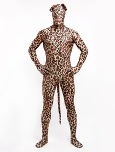 Morph Suit Leopard Style Zentai Suit Lycra Spandex Bodysuit with Eyes & Mouth Opened #452165