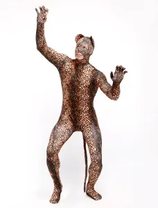 Morph Suit Leopard Style Zentai Suit Lycra Spandex Bodysuit with Eyes & Mouth Opened #461581
