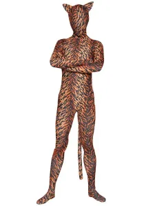 Tiger Style Animal Costume Lycra Spandex Fabric Zentai Suit Unisex Full Body Suit