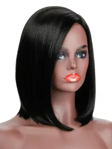 Medium Wigs Synthetic Wigs Women's Wigs Black Side Parting Heat-resistant Fiber Medium Medium Wig For Women