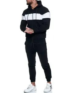 Men's Activewear 2-Piece Long Sleeves Hooded White #659272