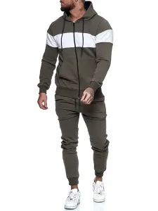 Men's Activewear 2-Piece Long Sleeves Hooded White #659286