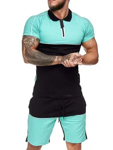 Men's Activewear 2-Piece Short Sleeves Light Sky Blue #659401
