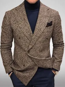 Blazers & Jackets Men's Casual Suits Plaid Business Casual Coffee Brown Grey Quality Men's Casual Suits #566473