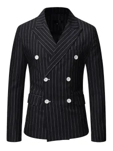 Blazers & Jackets Men's Casual Suits Stripes Business Casual Grey Black Cool Casual Suits For Man #566536