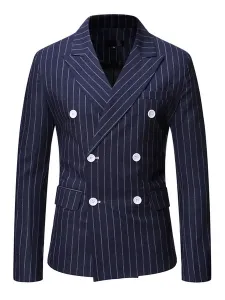 Blazers & Jackets Men's Casual Suits Stripes Business Casual Grey Black Cool Casual Suits For Man #566538