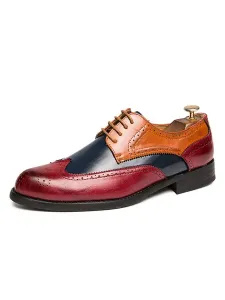 Men's Color Block Wingtips Dress Derby Shoes #500025
