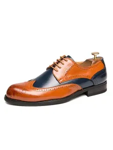Men's Color Block Wingtips Dress Derby Shoes #500045